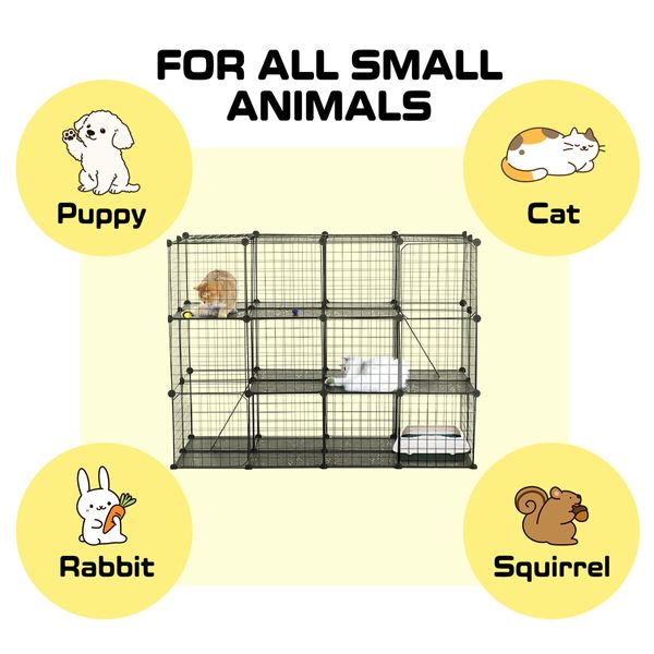 Cat Cage DIY Enclosure Pet Crate Rabbit Hutch Pet Scene Kitty Kennel Bunny Ferret Home Playpen Detachable Metal Wire