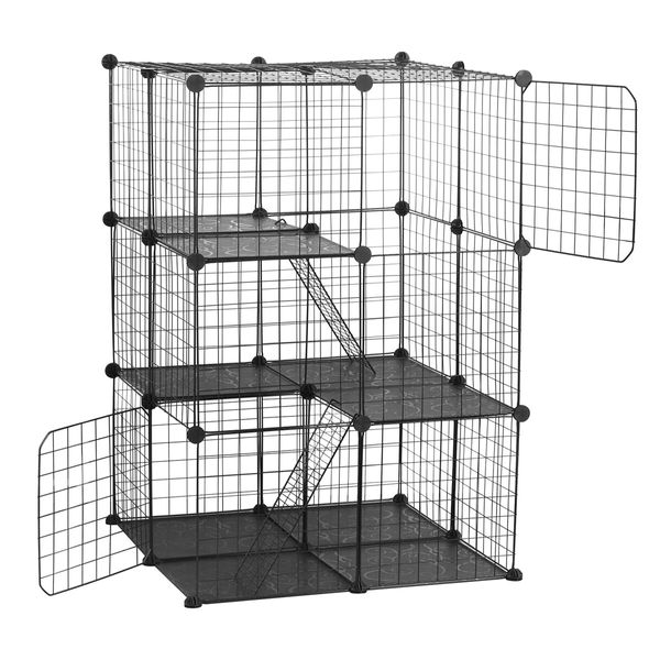 Cat Cage DIY Enclosure Pet Crate Rabbit Hutch Pet Scene Kitty Kennel Bunny Ferret Home Playpen Detachable Metal Wire