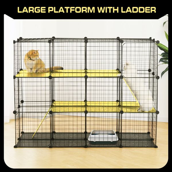 Cat Cage DIY Enclosure Pet Crate Rabbit Hutch Pet Scene Kitty Kennel Bunny Ferret Home Playpen Detachable Metal Wire