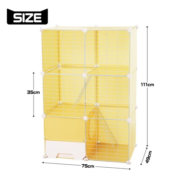 Cat Cage M Size Transparent Enclosure Pet Crate Litter Box Rabbit Hutch Pet Scene Kitty Kennel Bunny Ferret Home Playpen DIY Detachable