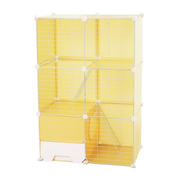 Cat Cage M Size Transparent Enclosure Pet Crate Litter Box Rabbit Hutch Pet Scene Kitty Kennel Bunny Ferret Home Playpen DIY Detachable