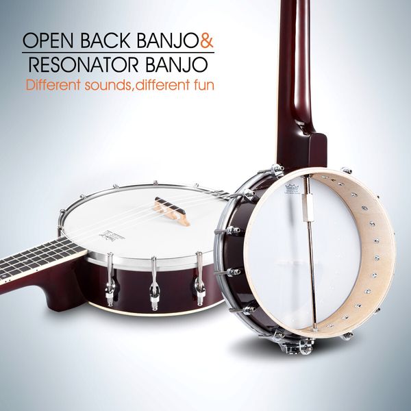 Melodic 4 String Banjo Beginner Music Instrument w / Picks 20 Frets 12 Brackets Gift