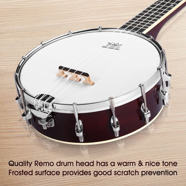 Melodic 4 String Banjo Beginner Music Instrument w / Picks 20 Frets 12 Brackets Gift