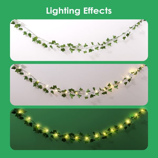 10m Solar Ivy Vine Lights 100 LED Fairy String Bedroom Outdoor Garden Fence Decor Wall Curtain Fake Plant Tree Leaf Garland Hanging Lamps