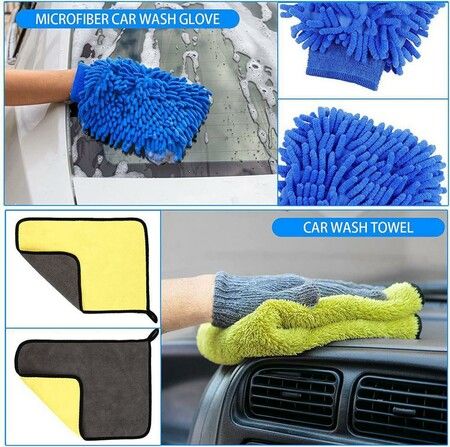 Car Wash Cleaning detailing Kit 33Pcs High Power Portable Car Vacuum Cleaning Kit Foam Buffing Pads Drill Brush Polishing Kit