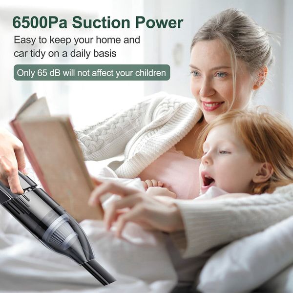 Handheld 120W 6000pa HEPA Vacuum Cleaner Cordless Portable Car Vacuum Filter Cleaner Rechargeable for Car, Home, Office, Pet Hair Travel Cleaning