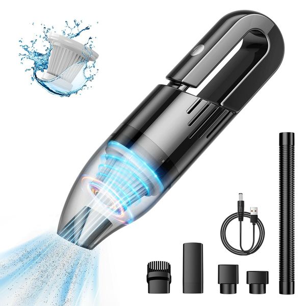 Handheld 120W 6000pa HEPA Vacuum Cleaner Cordless Portable Car Vacuum Filter Cleaner Rechargeable for Car, Home, Office, Pet Hair Travel Cleaning