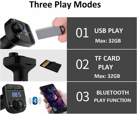 Handsfree call,wireless bluetooth FM transmitter radio receiver,MP3 audio music stereo adapter,dual USB port charger compatible with all phones