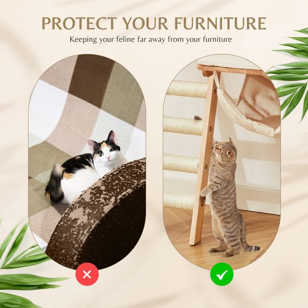 Wood Cat Bed Wall Mounted Climbing Shelf Kitten Scratcher Scratching Post Board Tower Tree Ladder Hammock Soft Cushion Mat Climber Pet Furniture