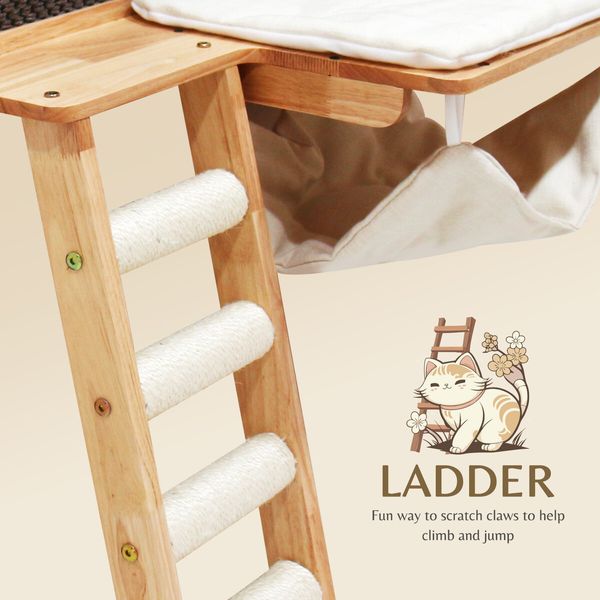 Wood Cat Bed Wall Mounted Climbing Shelf Kitten Scratcher Scratching Post Board Tower Tree Ladder Hammock Soft Cushion Mat Climber Pet Furniture