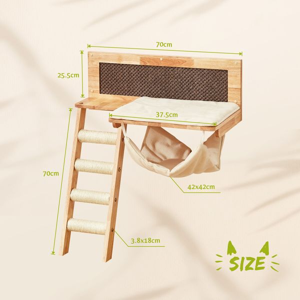 Wood Cat Bed Wall Mounted Climbing Shelf Kitten Scratcher Scratching Post Board Tower Tree Ladder Hammock Soft Cushion Mat Climber Pet Furniture