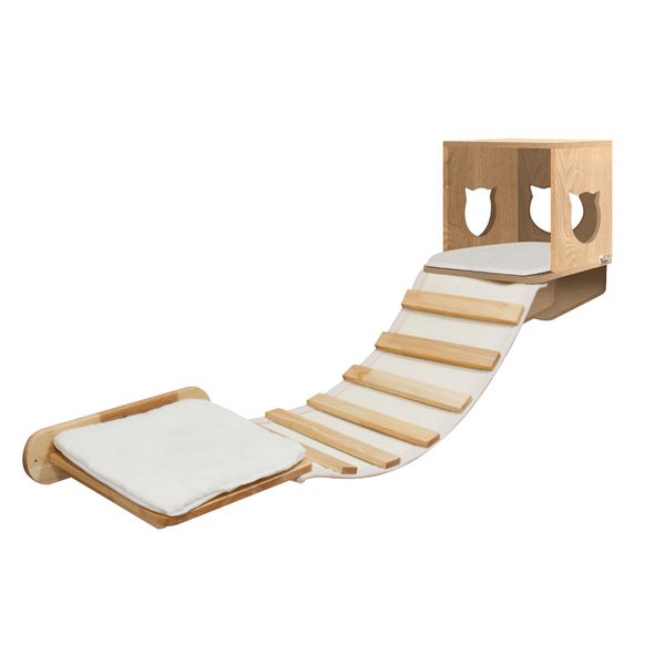 Cat Bed Condo Perch Ramp Kitten Climbing Shelf Wall Mounted Climber Step Stairway Pet House Furniture Play Toy Wood Frame Sofa Cushion