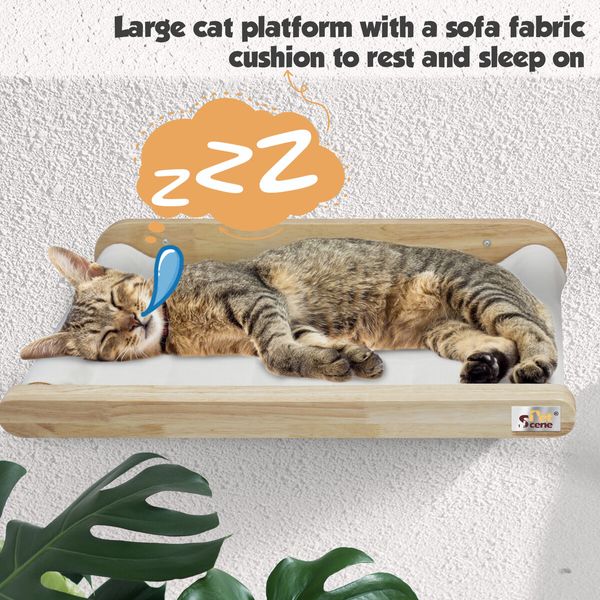 Wood Cat Bed Shelf Stair Wall Mounted Hammock Scratching Post Platform Perch Climbing Board Kitten Furniture Hanging Climber Play Gym