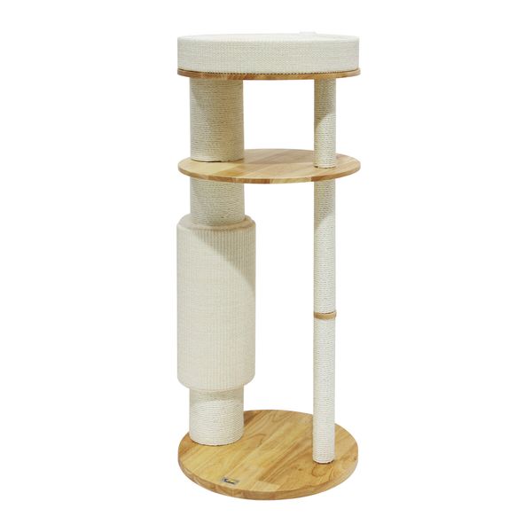 3-Level Cat Tree Perch Scratching Post Climbing Tower Sisal Scratcher Play Gym Wooden Pet House Furniture 118.5cm