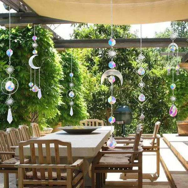 6PCS Crystal Suncatchers Hanging Suncatchers with Chain Pendants Decorative Crystal Balls for Window Home Garden Christmas Party Wedding Decoration