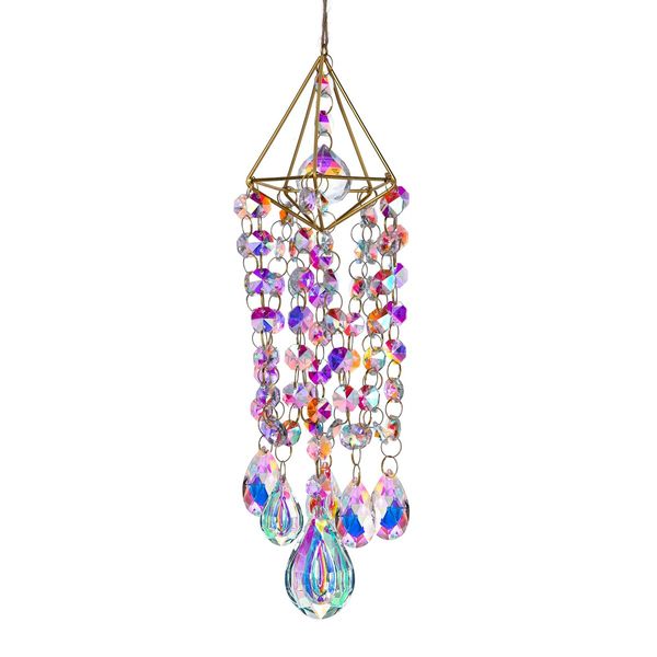 Crystal Suncatchers Hanging Wind Chime Style Garden Suncatcher Rainbow Maker Handmade Gold Plated Suncatcher