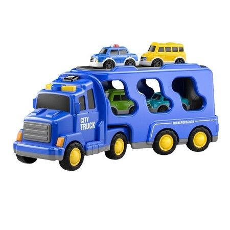 5pcs Cars Toys Toddlers Boys Girls Gift Trailer  Transport Truck Pull Back Trucks, Carrier Steering Construction Truck Carrier