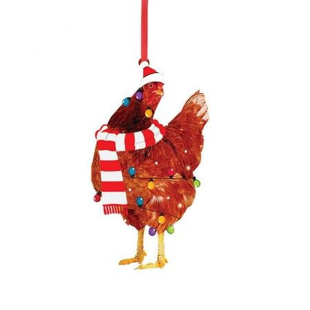 5pcs Acrylic Christmas Chicken Ornament Funny Rooster Hens with Scarf Decor Tree Hanging Ornaments Christmas Decorations for Tree,Car Pendant