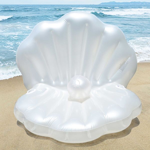 Inflatable Seashell Pool Float, Blow Up Giant Clam with Pearl Ball,Ride On Raft Chair for Swimming Pool Summer Beach Party for Adults