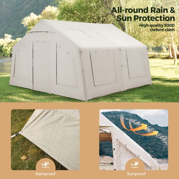 6 Man Extra Large Inflatable Camping Tent Instant Pop Up Air Backpacking Sun Shade Family Shelter Outdoor Hiking Waterproof