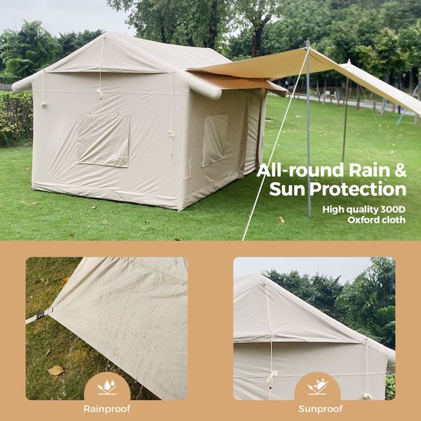 5 Man Large Inflatable Camping Tent Instant Pop Up Air Backpacking Sun Shade Family Shelter Outdoor Hiking Waterproof