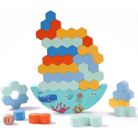 Wooden Blocks Puzzles Tower Stacking Balancing Board Games Montessori Building Blocks for Adults and Kids Ages 3+