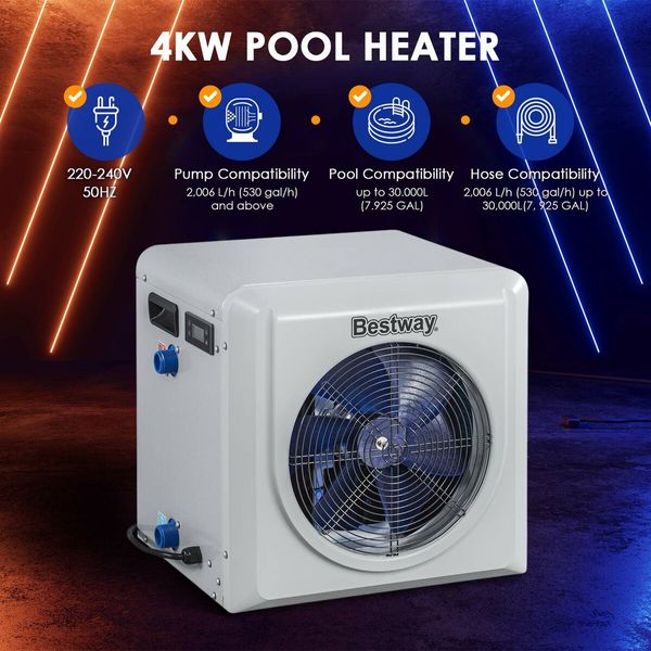 Bestway Pool Heater 4KW Above Ground Flowclear Water Temperature Heating Equipment Fish Pond