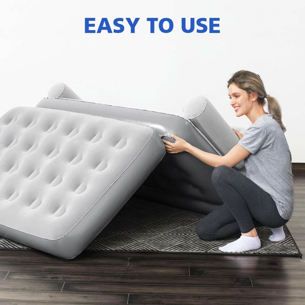 3 In 1 Bestway Inflatable Bed Air Couch 3 Seater Lounge Recliner Chair Foldable Sofa Mat Camping Mattress Built-In Pump