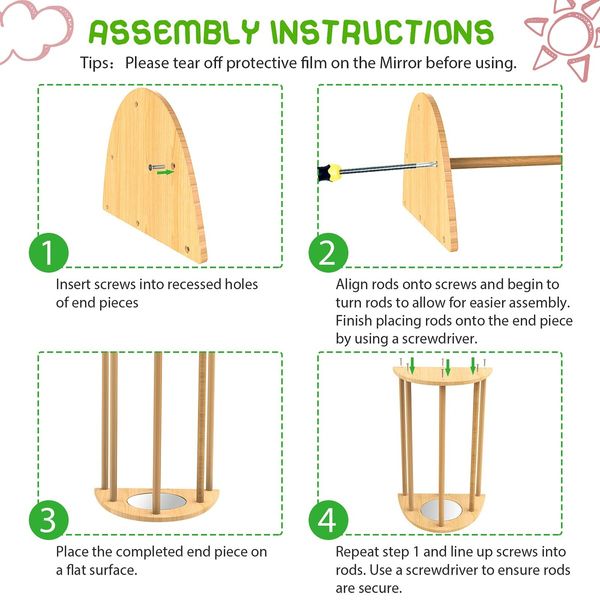 Bamboo Chicken Perch with Mirror,Strong Roosting Bar for coop and brooder,Training Perch for Large Bird,Hens,Parrots,Macaw,Easy to Assemble and Clean,Fun Toys for Chicken