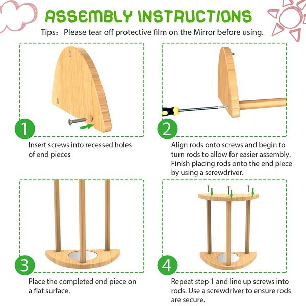 Mini Chick Perch with Mirror,Strong Bamboo Roosting Bar for coop and brooder,Training Perch for Baby Chicks,El Pollitos,La Pollita,Easy to Assemble and Clean,Fun Toys for Chick