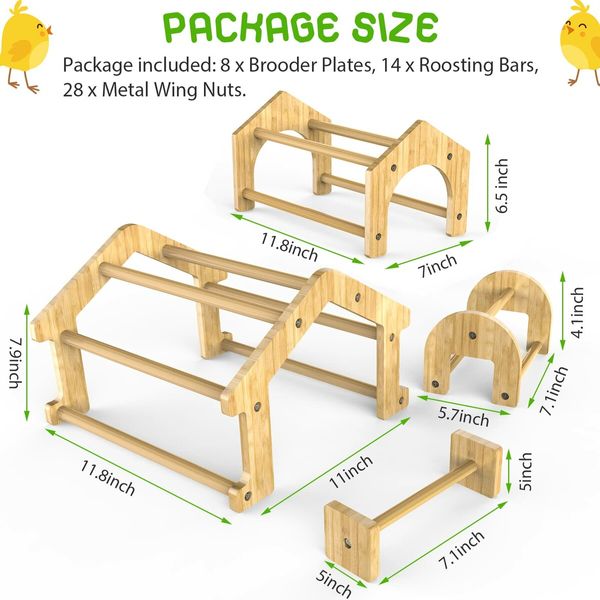 Bamboo Chicken Perch Set,Strong Roosting Bar for coop and brooder,Training Perch for Large Bird,Hens,Parrots,Macaw,Easy to Assemble and Clean,Fun Toys for Chicken (4 Pack)