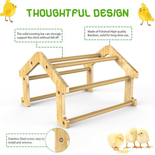 Bamboo Chicken Perch Set,Strong Roosting Bar for coop and brooder,Training Perch for Large Bird,Hens,Parrots,Macaw,Easy to Assemble and Clean,Fun Toys for Chicken (4 Pack)