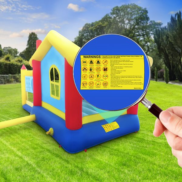 6 In 1 Air Bounce House Inflatable Bouncer Blower Jumping Castle Slide Backyard Kids Outdoor Play Station Basketball Ring Toss Dart Ocean Balls Kidbot