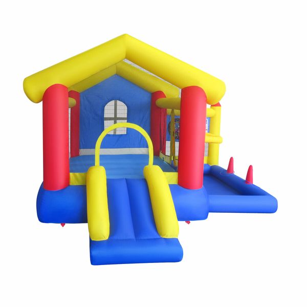 6 In 1 Air Bounce House Inflatable Bouncer Blower Jumping Castle Slide Backyard Kids Outdoor Play Station Basketball Ring Toss Dart Ocean Balls Kidbot