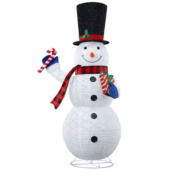 180cm Snowman Christmas Light Outdoor Decor LED Fairy String Ornament Top Hat Candy Cane Xmas Gift Box Collapsible Figurine Holiday 8 Flash Modes