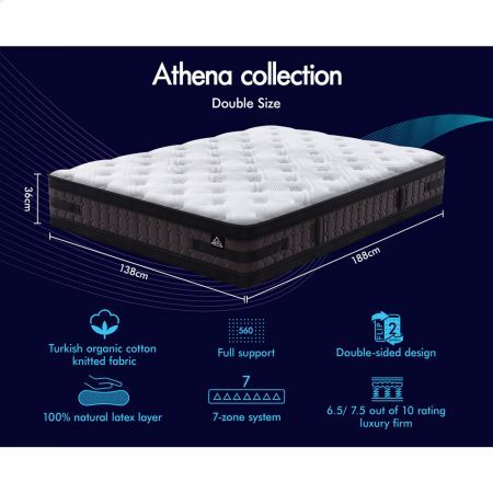 STARRY EUCALYPT Mattress Pocket Spring Single Size Latex Euro Top 36cm Athena