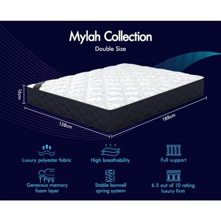 STARRY EUCALYPT Mattress Bonnell Spring Double Size Tight Top Foam 16cm Mylah