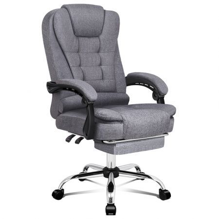 ALFORDSON Office Chair Gaming Executive Computer Racer Footrest Fabric Grey