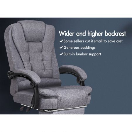 ALFORDSON Office Chair Gaming Executive Computer Racer Footrest Fabric Grey