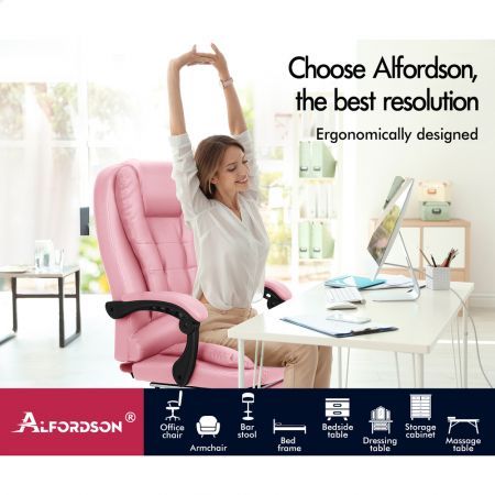 ALFORDSON Massage Office Chair Executive Fabric Seat Gaming Computer Racer Fabric Grey