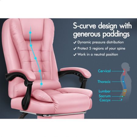 ALFORDSON Massage Office Chair Executive Fabric Seat Gaming Computer Racer Fabric Grey