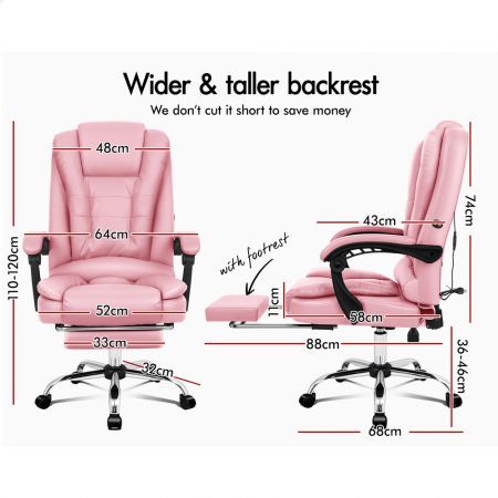 ALFORDSON Massage Office Chair Executive Fabric Seat Gaming Computer Racer Fabric Grey