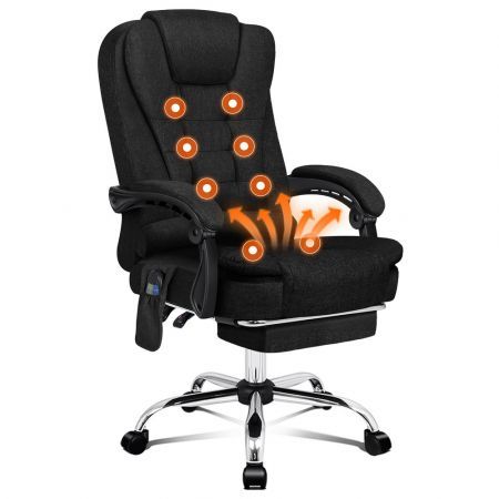 ALFORDSON Massage Office Chair Heated Seat Executive Gaming Racer Fabric Black