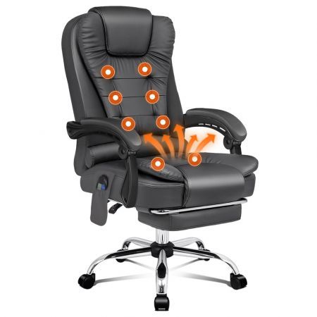 ALFORDSON Massage Office Chair Heated Seat Executive Racer Gaming PU Leather