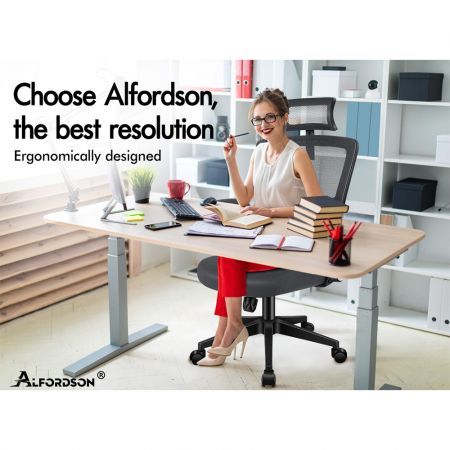 ALFORDSON Mesh Office Chair Ergonomic Computer Seat Black & Dark Grey