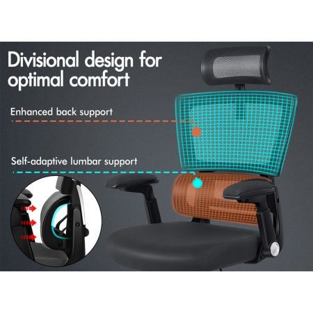 ALFORDSON Mesh Office Chair Ergonomic Computer Seat Black & Dark Grey