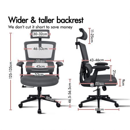 ALFORDSON Mesh Office Chair Ergonomic Computer Seat Black & Dark Grey