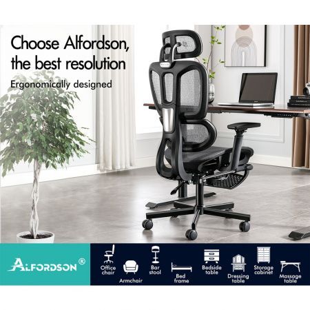 ALFORDSON Ergonomic Office Chair Mesh Executive Seat Work Computer Gaming Grey