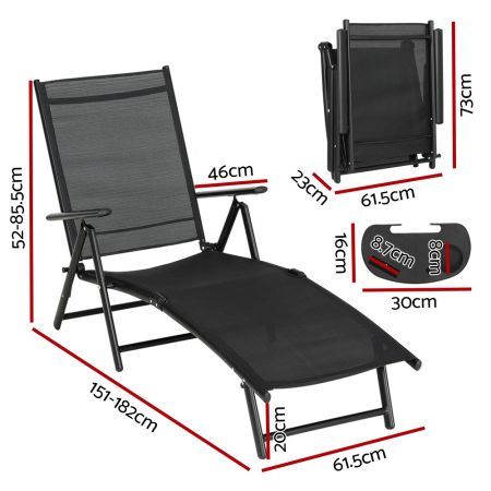 Gardeon Sun Lounge Outdoor Lounger Aluminium Folding Beach Chair Camping Patio