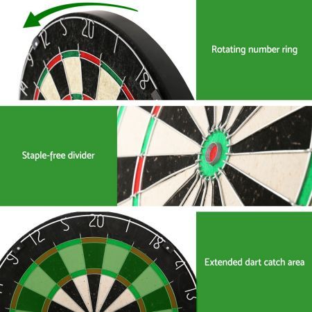 18" Dartboard Cabinet Set Professional Dartboard Wood Classic Game Party Sport